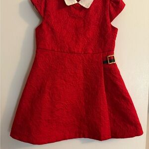 Janie and Jack Red Kids Dress with White Collar